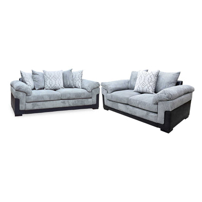 ‘Marissa’ Grey Jumco Cord Fabric 3 + 2 Seater Sofa Set Very.com