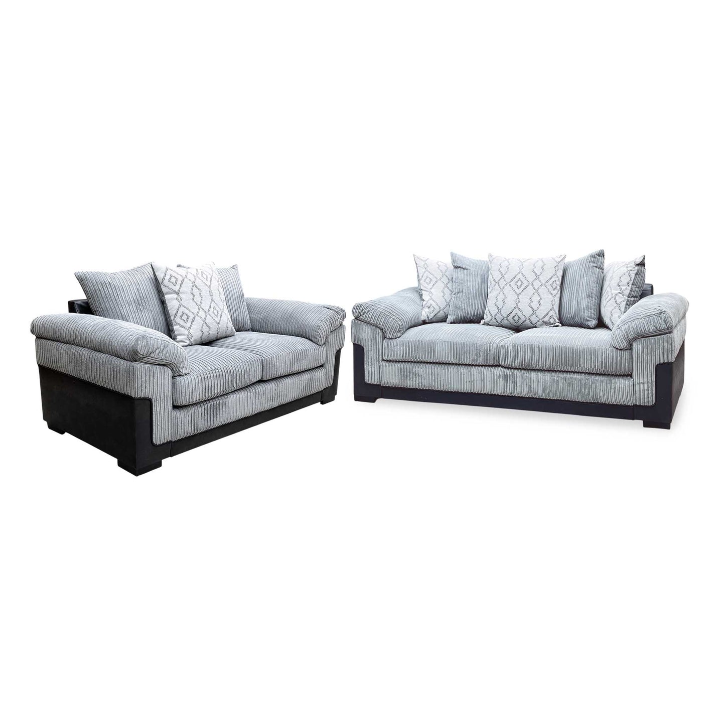‘Marissa’ Grey Jumco Cord Fabric 3 + 2 Seater Sofa Set Very.com