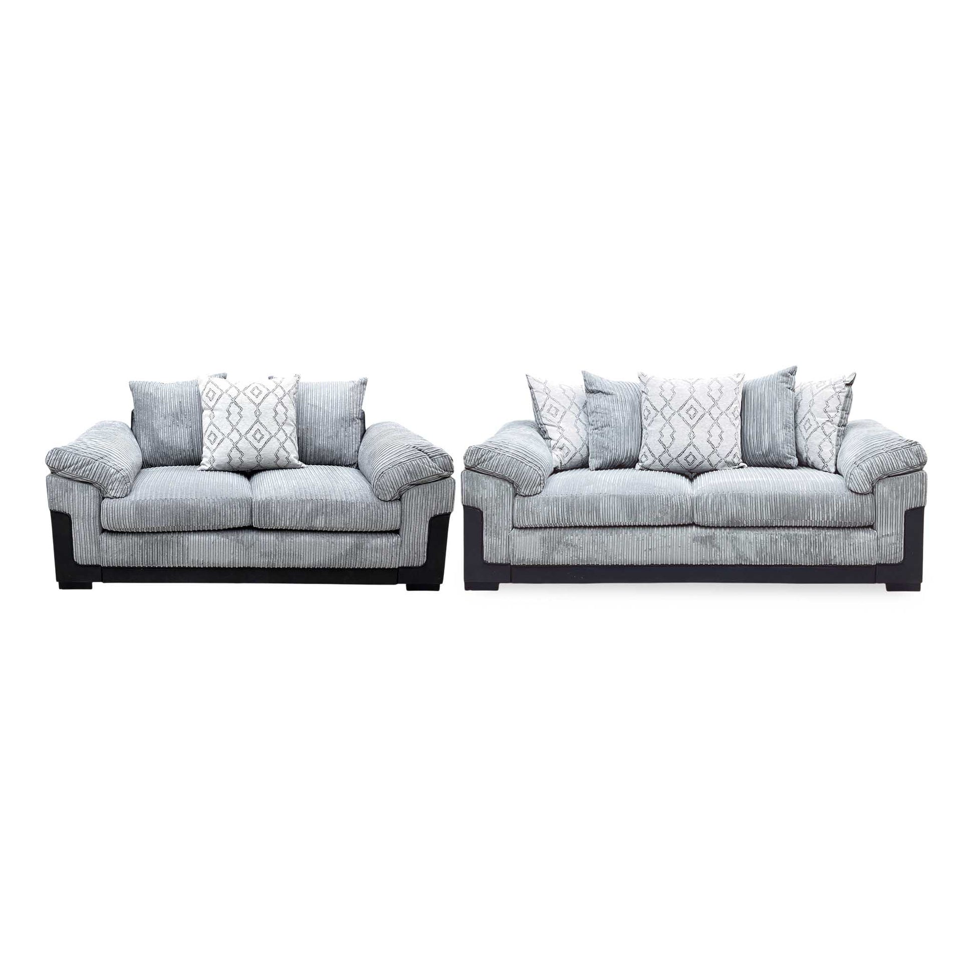 ‘Marissa’ Grey Jumco Cord Fabric 3 + 2 Seater Sofa Set Very.com