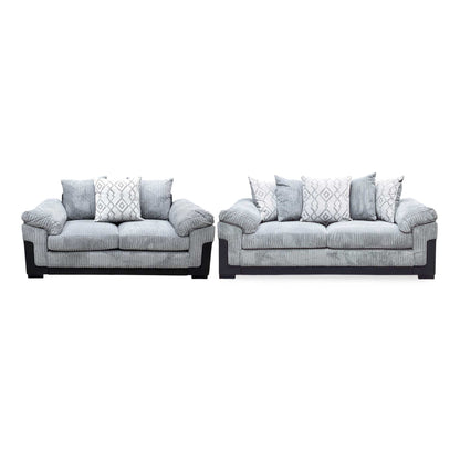 ‘Marissa’ Grey Jumco Cord Fabric 3 + 2 Seater Sofa Set Very.com