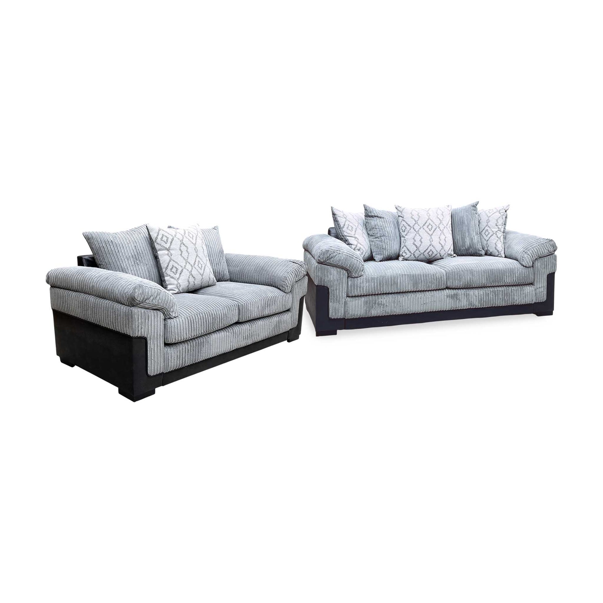 ‘Marissa’ Grey Jumco Cord Fabric 3 + 2 Seater Sofa Set Very.com