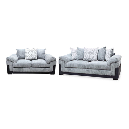 ‘Marissa’ Grey Jumco Cord Fabric 3 + 2 Seater Sofa Set Very.com