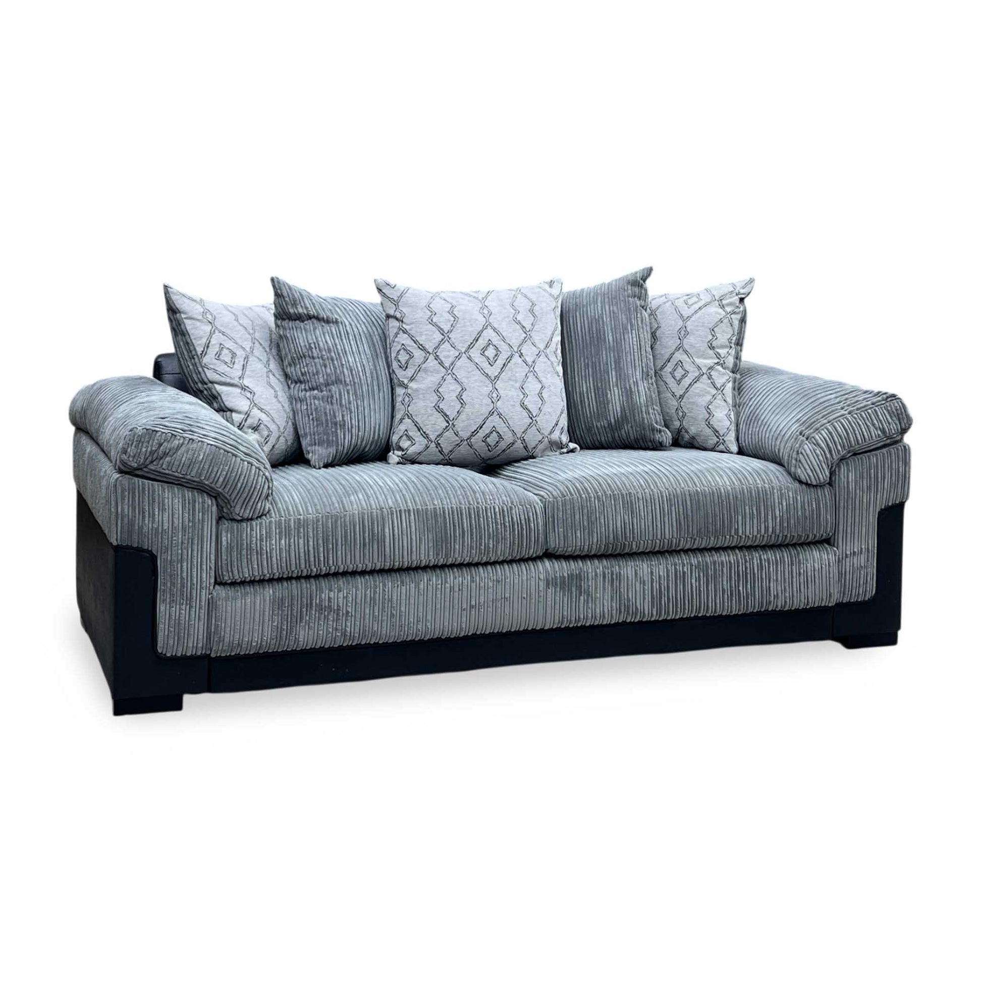 ‘Marissa’ Grey Jumbo Cord Fabric 3 Seater Scatter Back Sofa Very.com