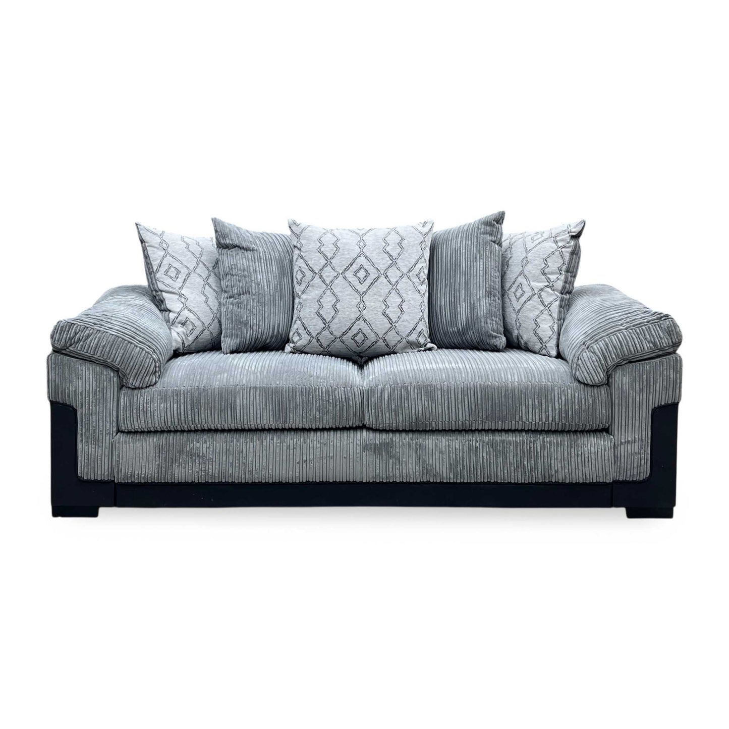 ‘Marissa’ Grey Jumbo Cord Fabric 3 Seater Scatter Back Sofa Very.com