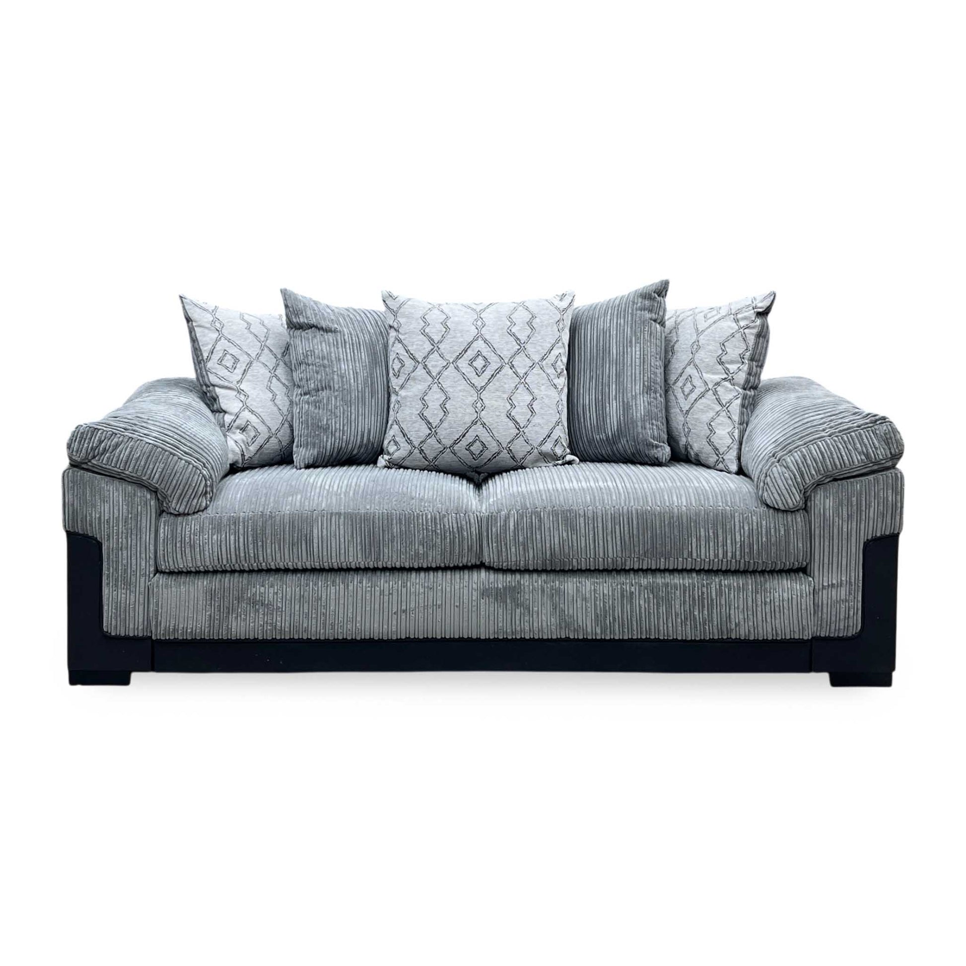 ‘Marissa’ Grey Jumbo Cord Fabric 3 Seater Scatter Back Sofa Very.com