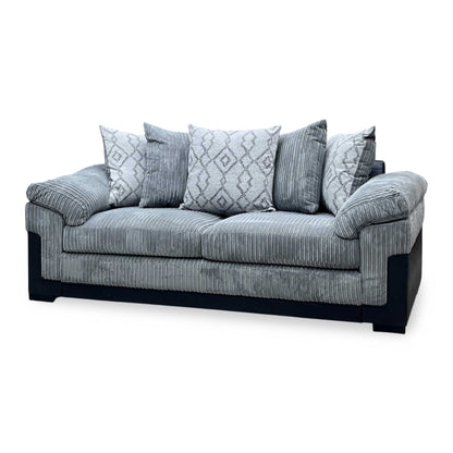 ‘Marissa’ Grey Jumbo Cord Fabric 3 Seater Scatter Back Sofa Very.com