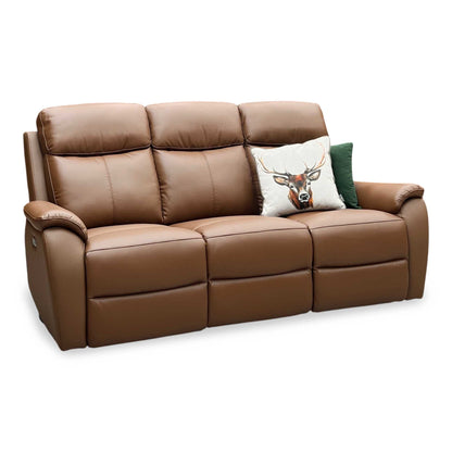 ‘Kingsmere’ Tan Brown Leather 3 Seater Power Recliner Sofa Very.com