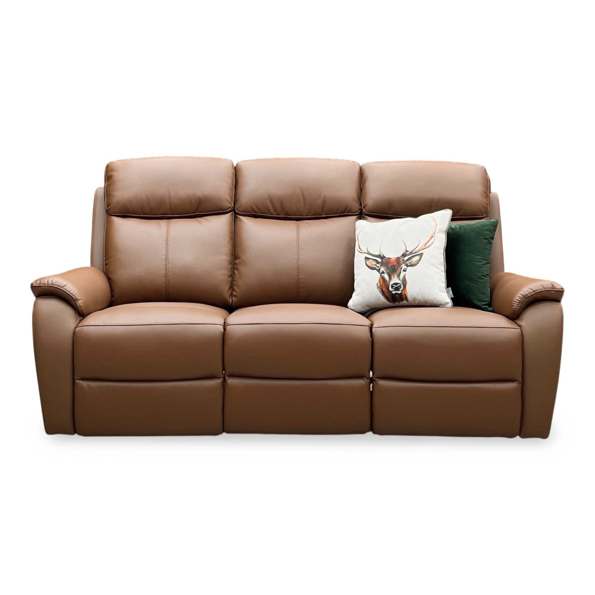 ‘Kingsmere’ Tan Brown Leather 3 Seater Power Recliner Sofa Very.com