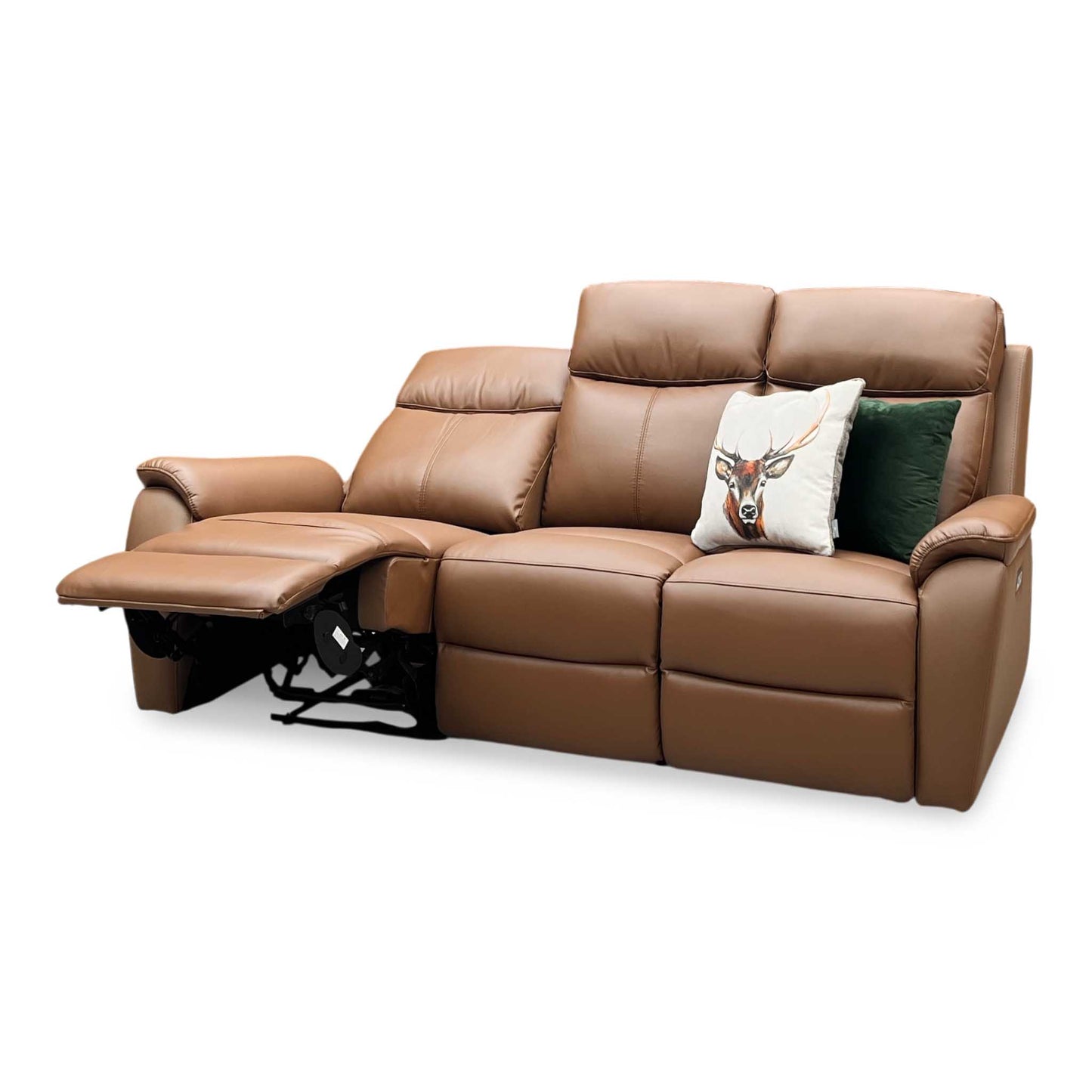 ‘Kingsmere’ Tan Brown Leather 3 Seater Power Recliner Sofa Very.com