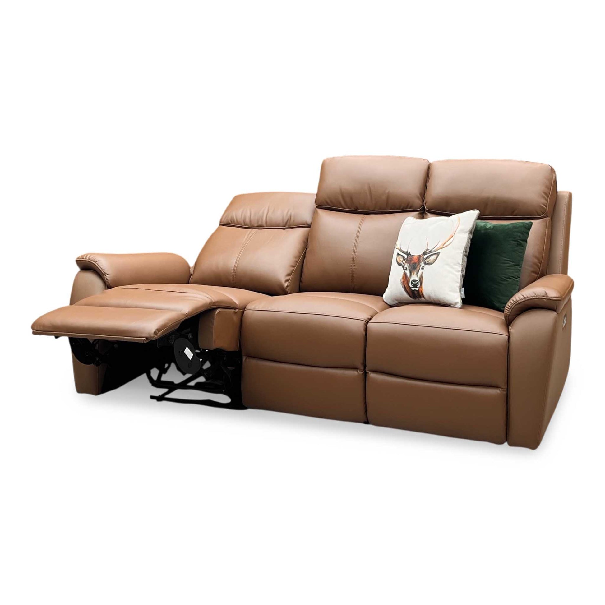 ‘Kingsmere’ Tan Brown Leather 3 Seater Power Recliner Sofa Very.com