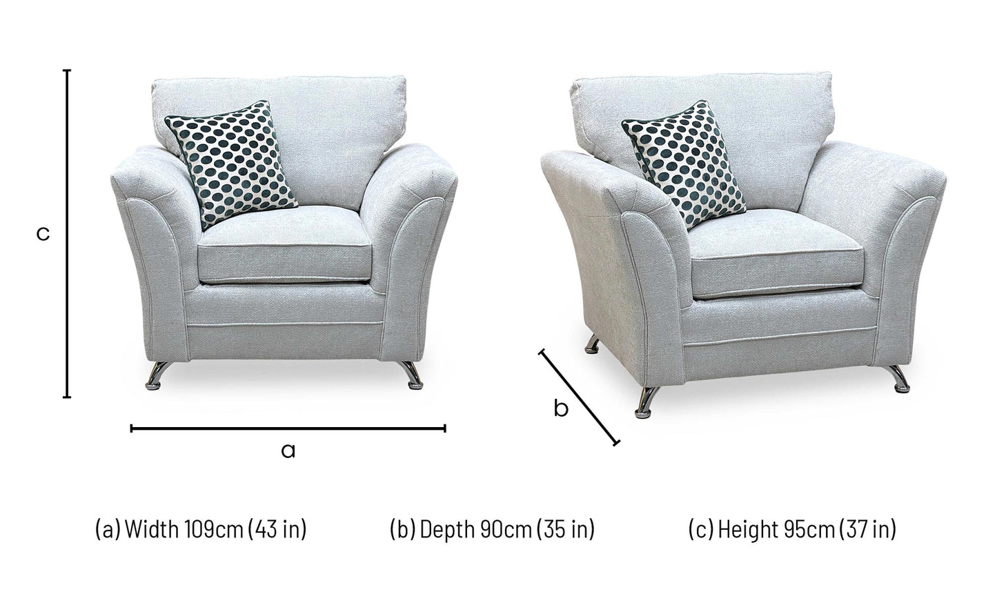 ‘Dury’ Silver Chunky Weave Fabric Armchair Very.com