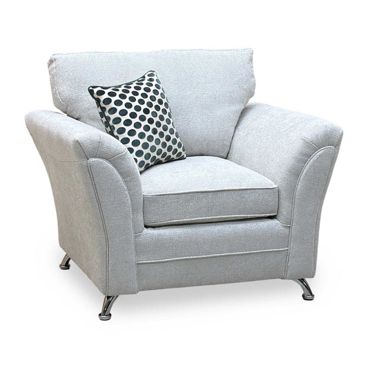 ‘Dury’ Silver Chunky Weave Fabric Armchair Very.com