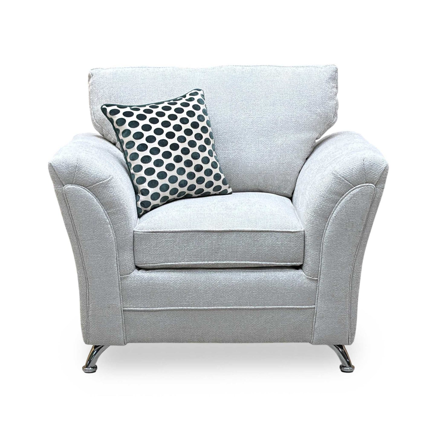‘Dury’ Silver Chunky Weave Fabric Armchair Very.com