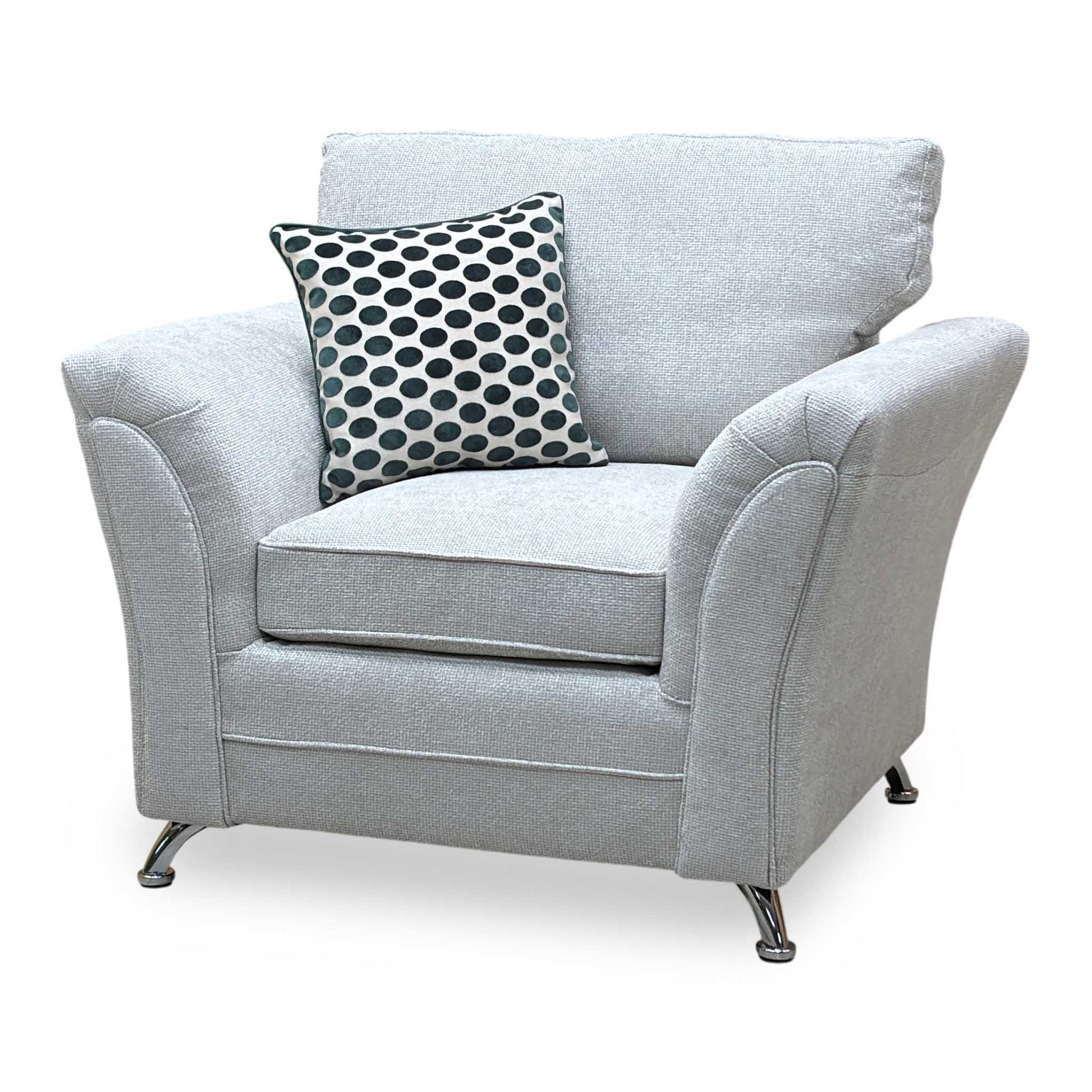 ‘Dury’ Silver Chunky Weave Fabric Armchair Very.com