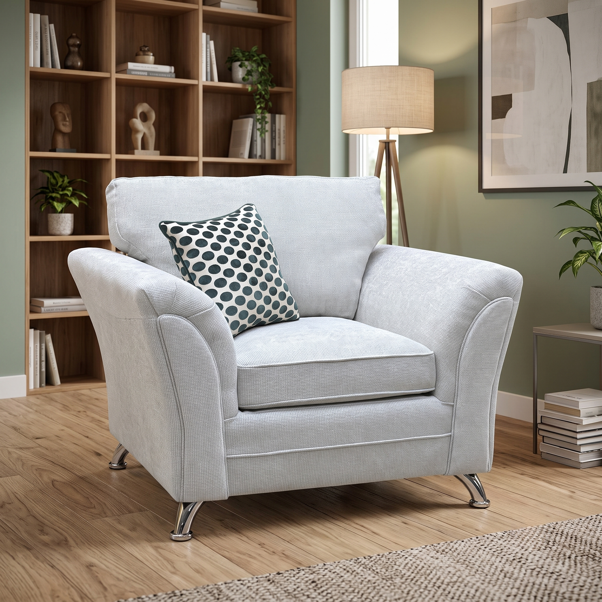 ‘Dury’ Silver Chunky Weave Fabric Armchair Very.com