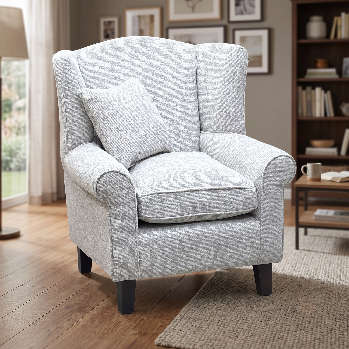 ‘Denton’ Natural Chunky Weave Fabric Wing Chair Very.com