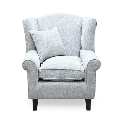 ‘Denton’ Natural Chunky Weave Fabric Wing Chair Very.com