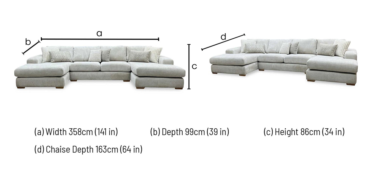 ‘Broadgate’ Stone Grey Fabric Large U-shape Modular Sofa Very.com