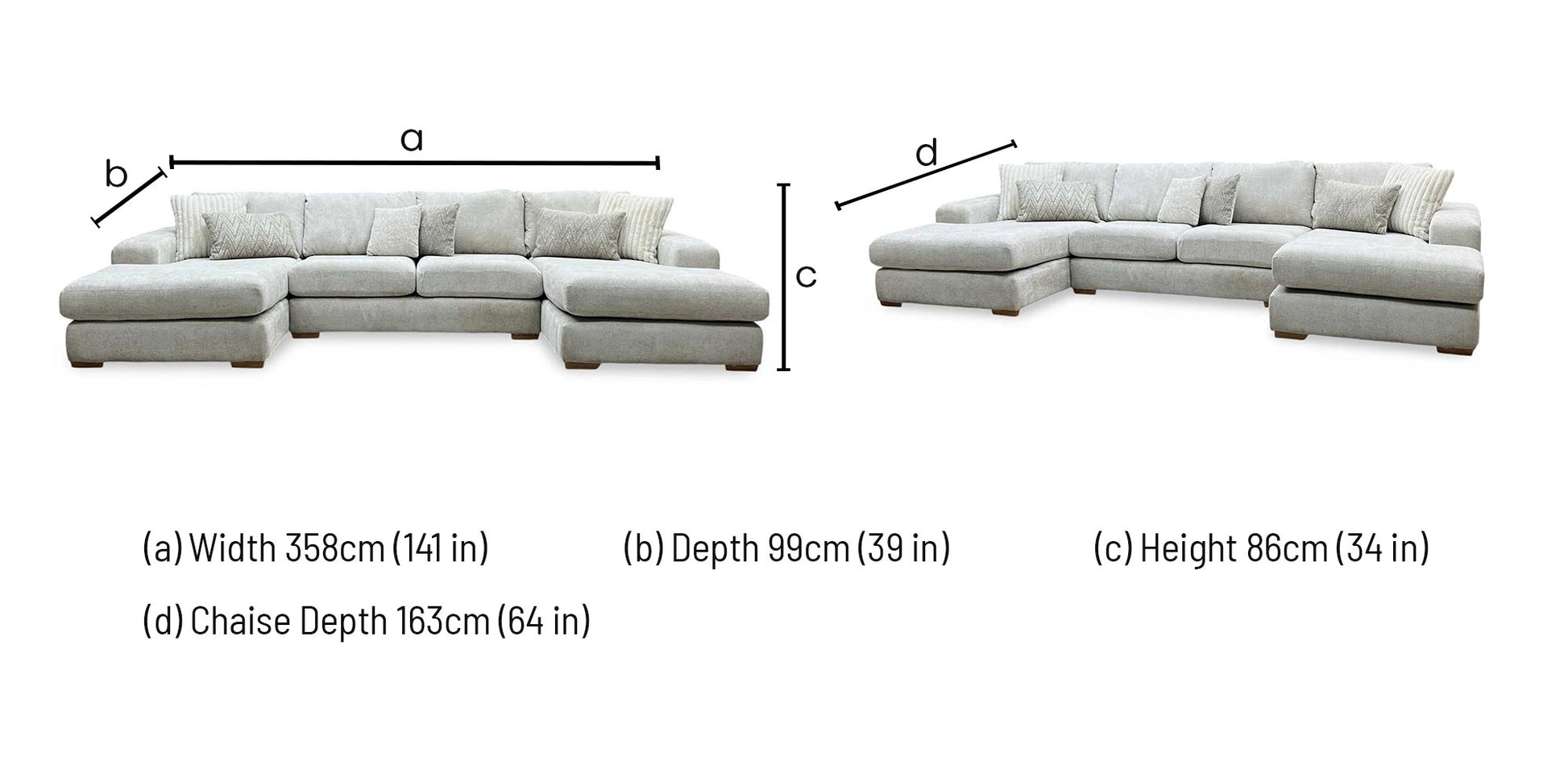 ‘Broadgate’ Stone Grey Fabric Large U-shape Modular Sofa Very.com