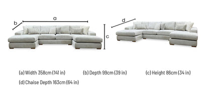 ‘Broadgate’ Stone Grey Fabric Large U-shape Modular Sofa Very.com