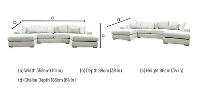 ‘Broadgate’ Stone Fabric Large U-shape Modular Sofa