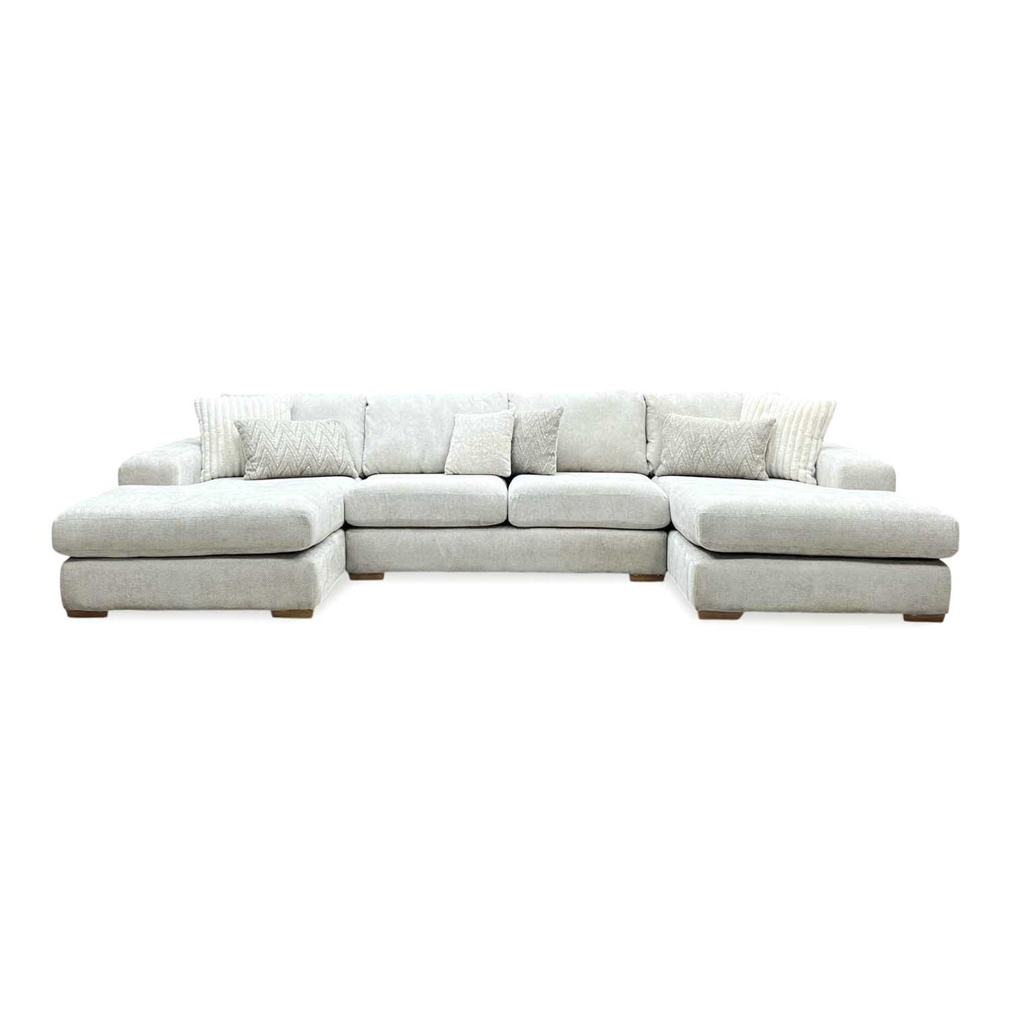 ‘Broadgate’ Stone Fabric Large U-shape Modular Sofa