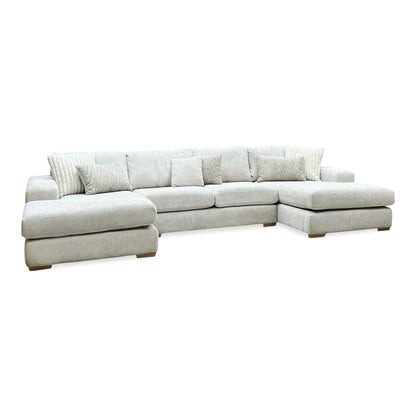 ‘Broadgate’ Stone Fabric Large U-shape Modular Sofa