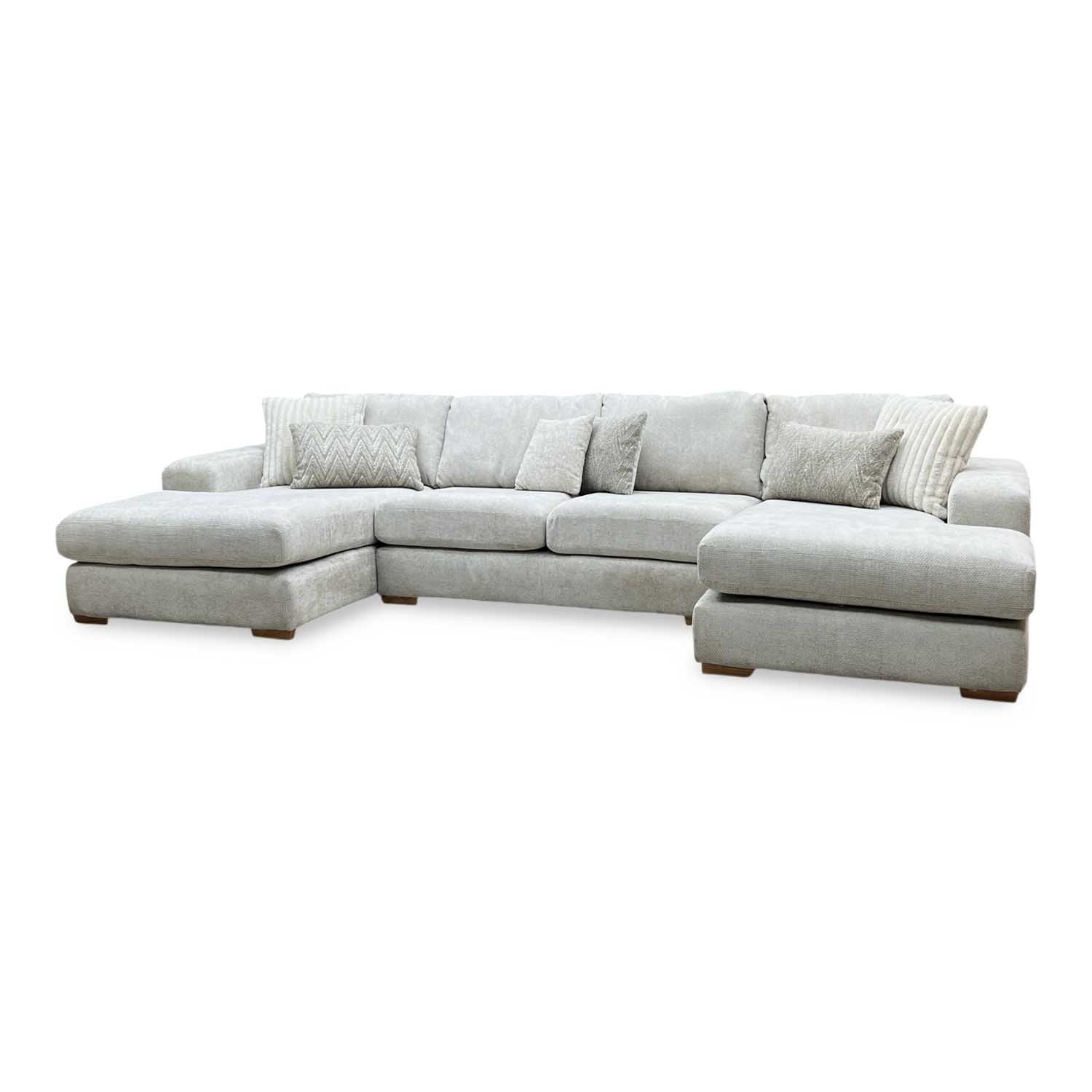 ‘Broadgate’ Stone Grey Fabric Large U-shape Modular Sofa Very.com