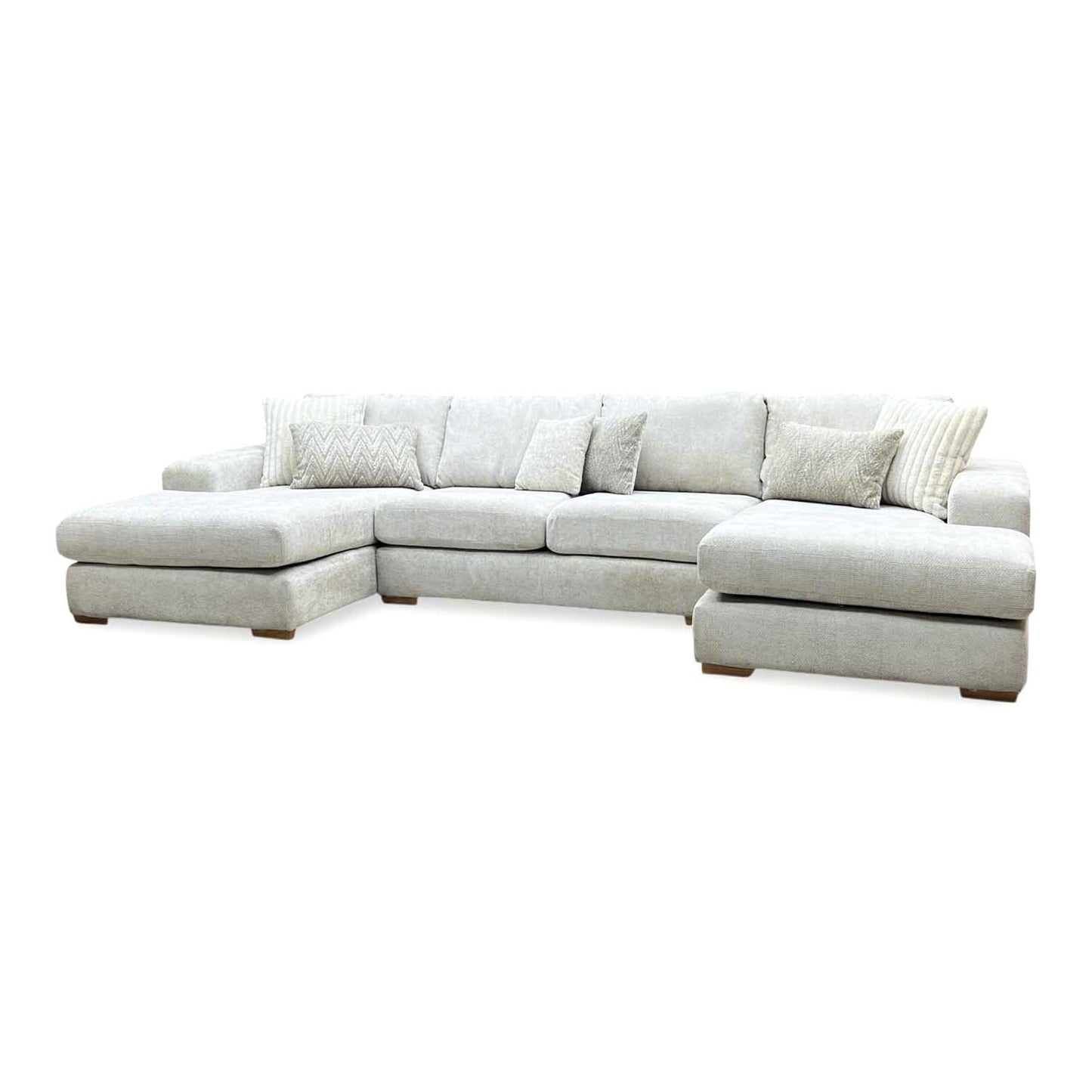‘Broadgate’ Stone Fabric Large U-shape Modular Sofa