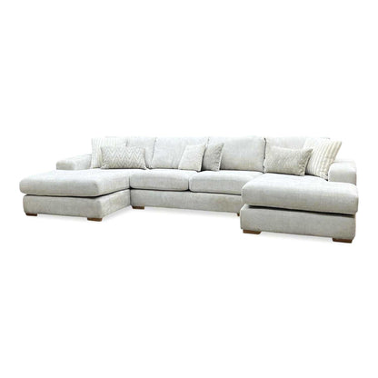 ‘Broadgate’ Stone Fabric Large U-shape Modular Sofa