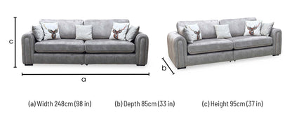 ‘Amara' Stone Dapple Velvet Fabric 4 Seater Split Frame Sofa Very.com