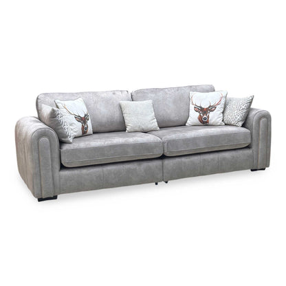 ‘Amara' Stone Dapple Velvet Fabric 4 Seater Split Frame Sofa Very.com