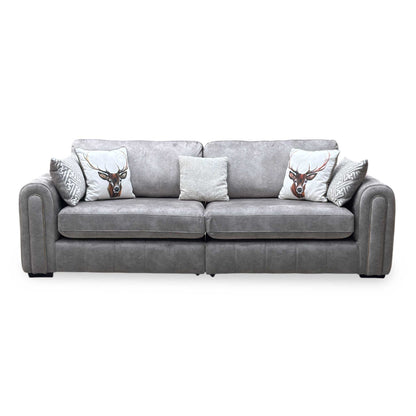‘Amara' Stone Dapple Velvet Fabric 4 Seater Split Frame Sofa Very.com