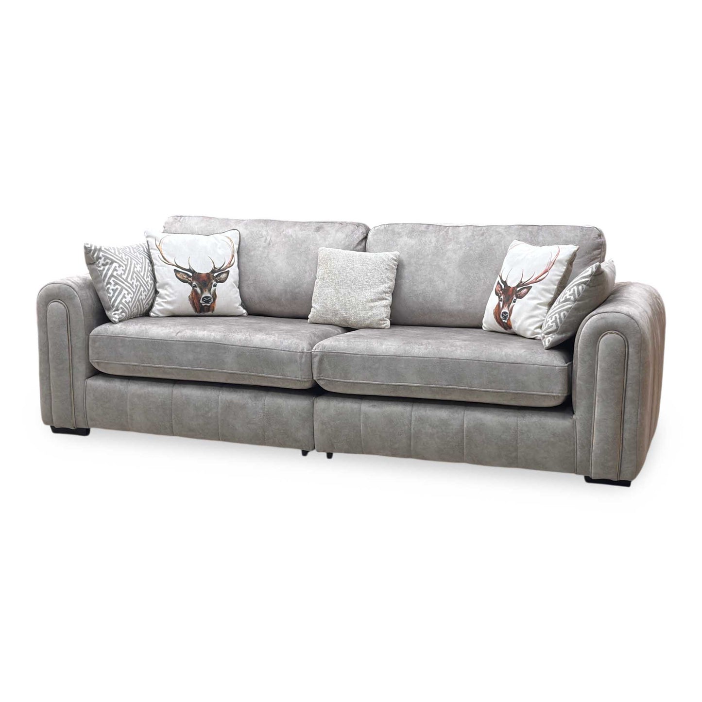 ‘Amara' Stone Dapple Velvet Fabric 4 Seater Split Frame Sofa Very.com