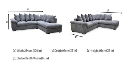 ‘Amalfi’ Charcoal Grey Cord Fabric Right Hand Facing Scatter Back Corner Chaise Sofa Very.com