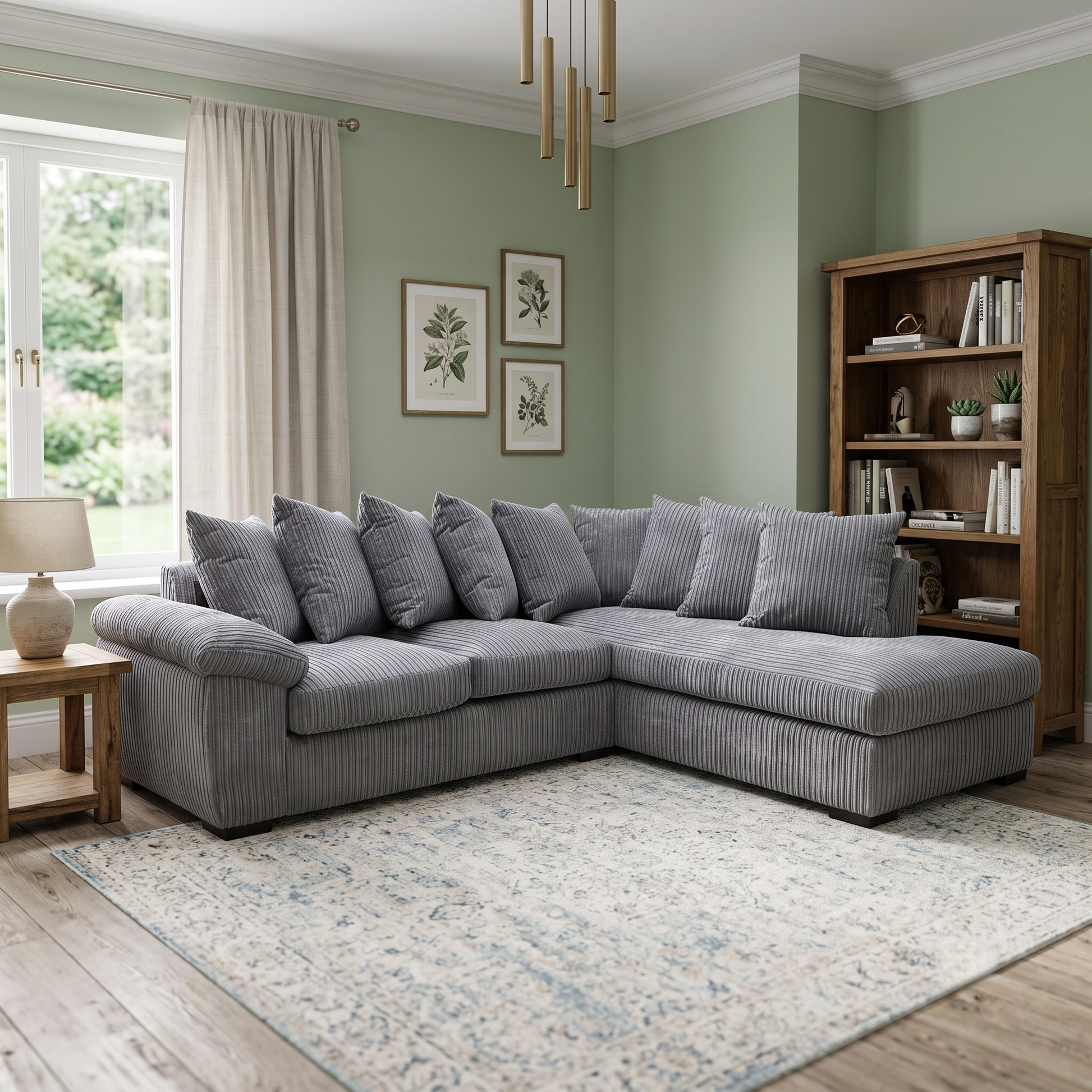 ‘Amalfi’ Charcoal Grey Cord Fabric Right Hand Facing Scatter Back Corner Chaise Sofa Very.com