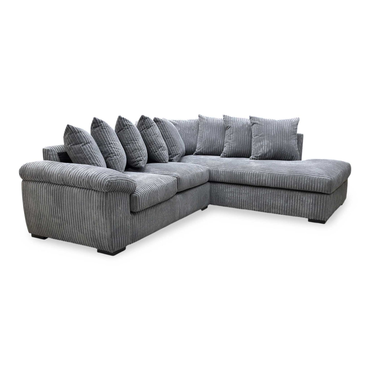 ‘Amalfi’ Charcoal Grey Cord Fabric Right Hand Facing Scatter Back Corner Chaise Sofa Very.com