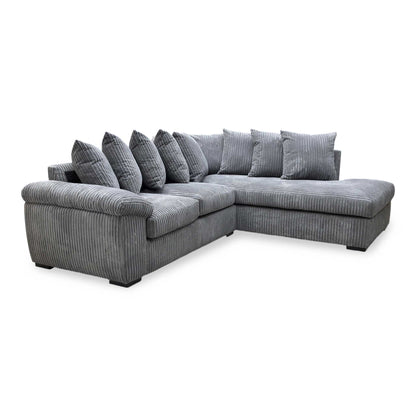 ‘Amalfi’ Charcoal Grey Cord Fabric Right Hand Facing Scatter Back Corner Chaise Sofa Very.com
