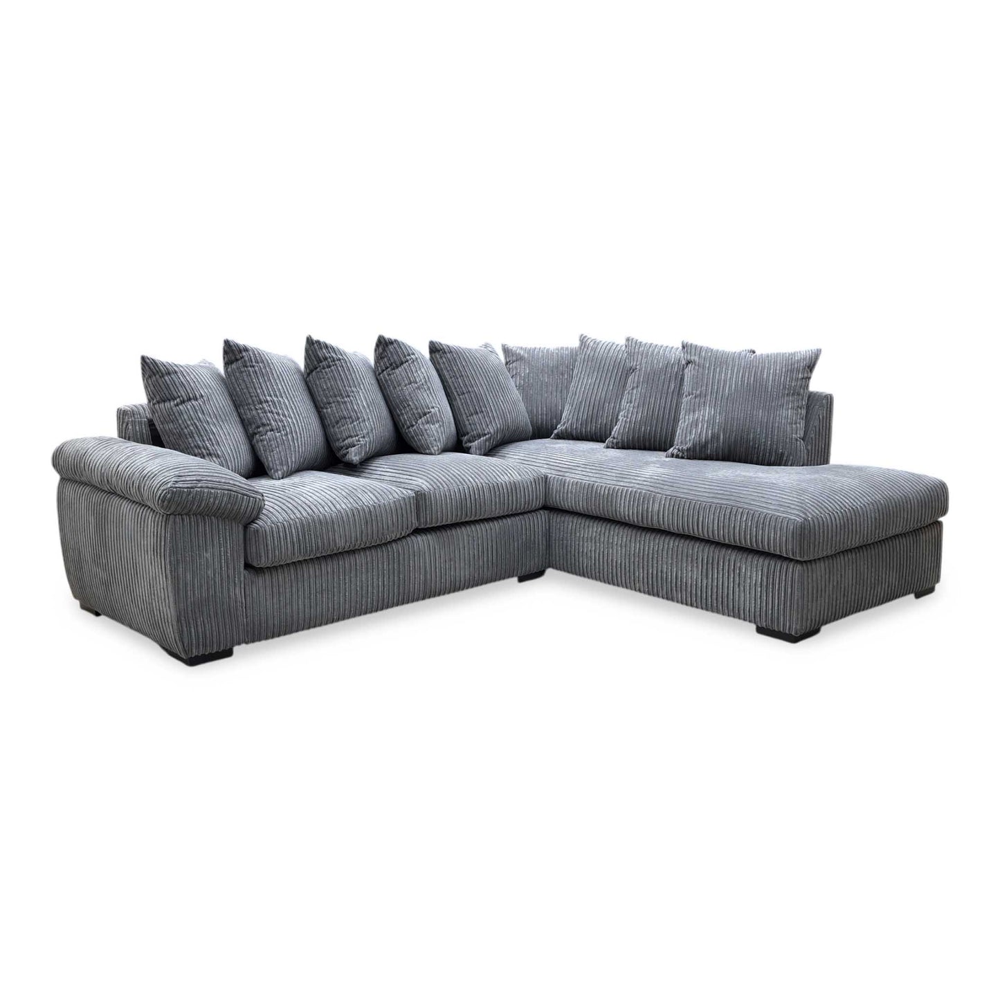 ‘Amalfi’ Charcoal Grey Cord Fabric Right Hand Facing Scatter Back Corner Chaise Sofa Very.com