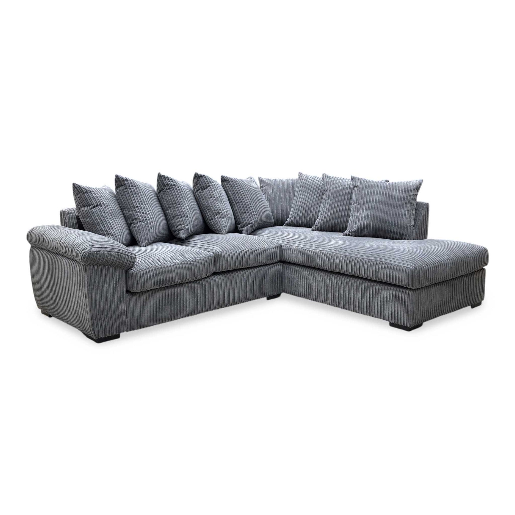 ‘Amalfi’ Charcoal Grey Cord Fabric Right Hand Facing Scatter Back Corner Chaise Sofa Very.com