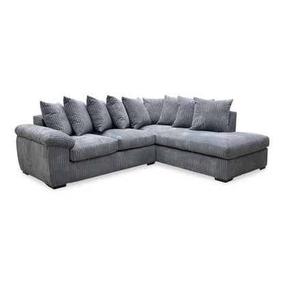 ‘Amalfi’ Charcoal Grey Cord Fabric Right Hand Facing Scatter Back Corner Chaise Sofa Very.com