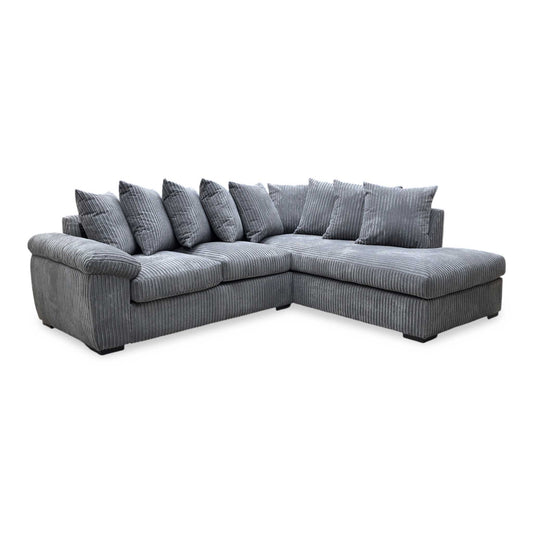 ‘Amalfi’ Charcoal Grey Cord Fabric Right Hand Facing Scatter Back Corner Chaise Sofa Very.com