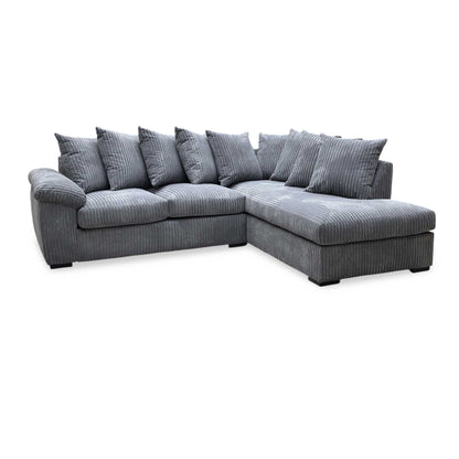 ‘Amalfi’ Charcoal Grey Cord Fabric Right Hand Facing Scatter Back Corner Chaise Sofa Very.com