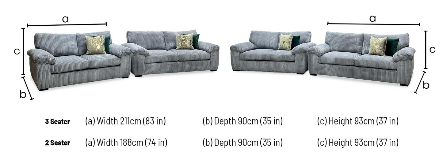 ‘Amalfi' Charcoal Grey Fabric Standard Back 3 + 2 Seater Sofa Very.com