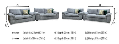 ‘Amalfi' Charcoal Grey Fabric Standard Back 3 + 2 Seater Sofa Very.com