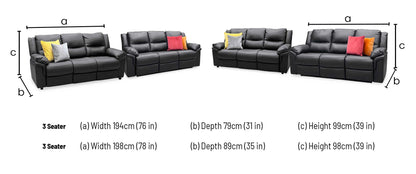 'Albion' Black Luxury Faux Leather 3 + 3 Seater Manual Recliner & Standard Sofa Set Very.com