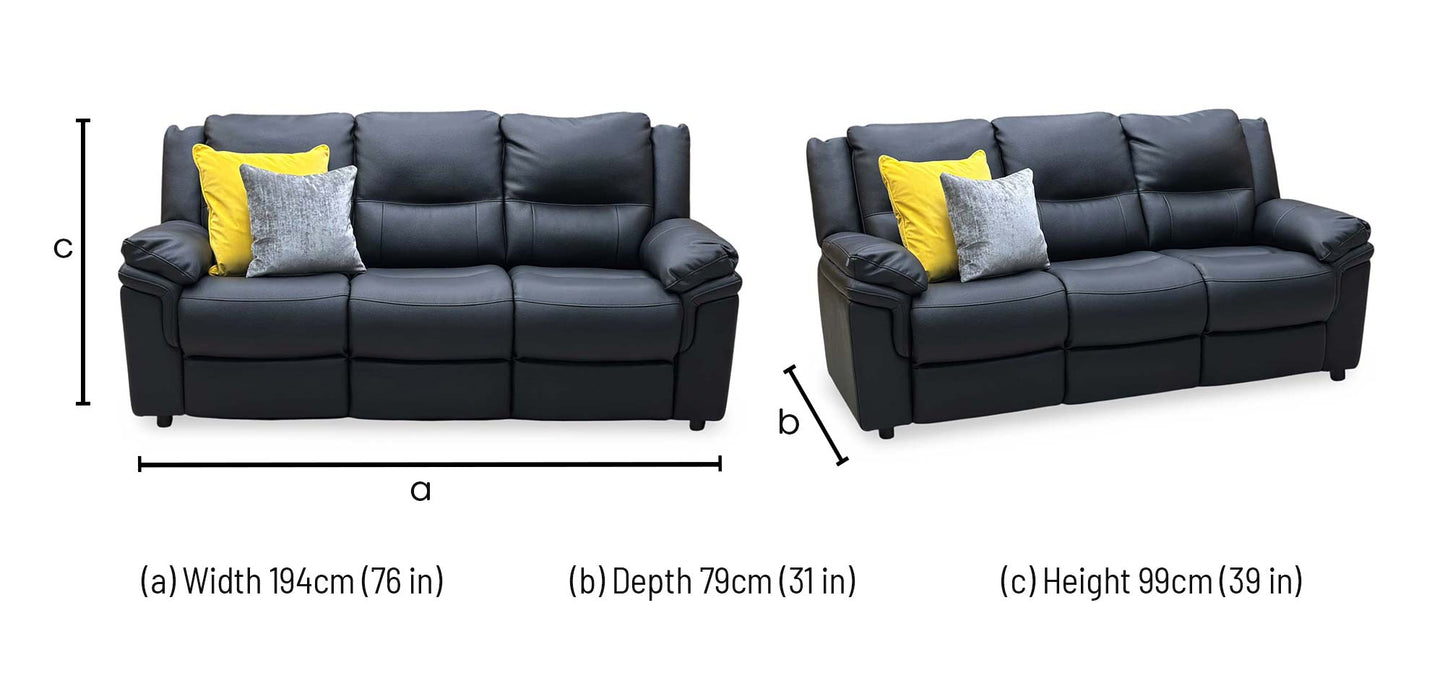 ‘Albion’ Black Luxury Faux Leather High Back 3 Seater Sofa Very.com