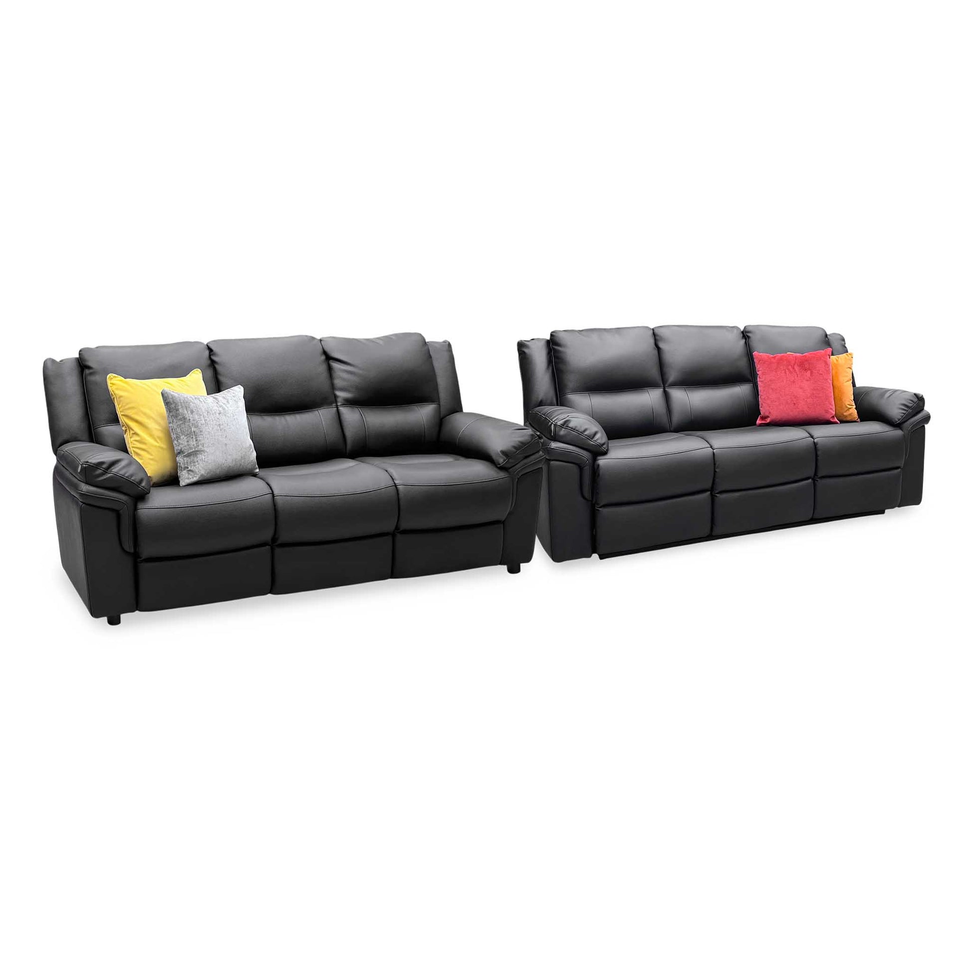 'Albion' Black Luxury Faux Leather 3 + 3 Seater Manual Recliner & Standard Sofa Set Very.com
