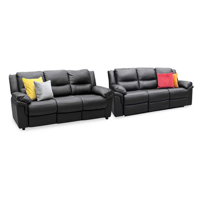 'Albion' Black Luxury Faux Leather 3 + 3 Seater Manual Recliner & Standard Sofa Set Very.com