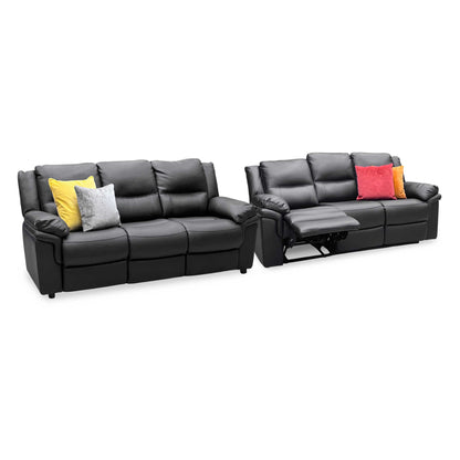 'Albion' Black Luxury Faux Leather 3 + 3 Seater Manual Recliner & Standard Sofa Set Very.com